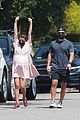 lea michele cradles baby bump walk with zandy reich 03